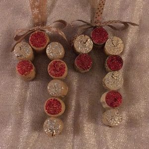 Candy Cane Wine Cork Ornaments (set of 2)